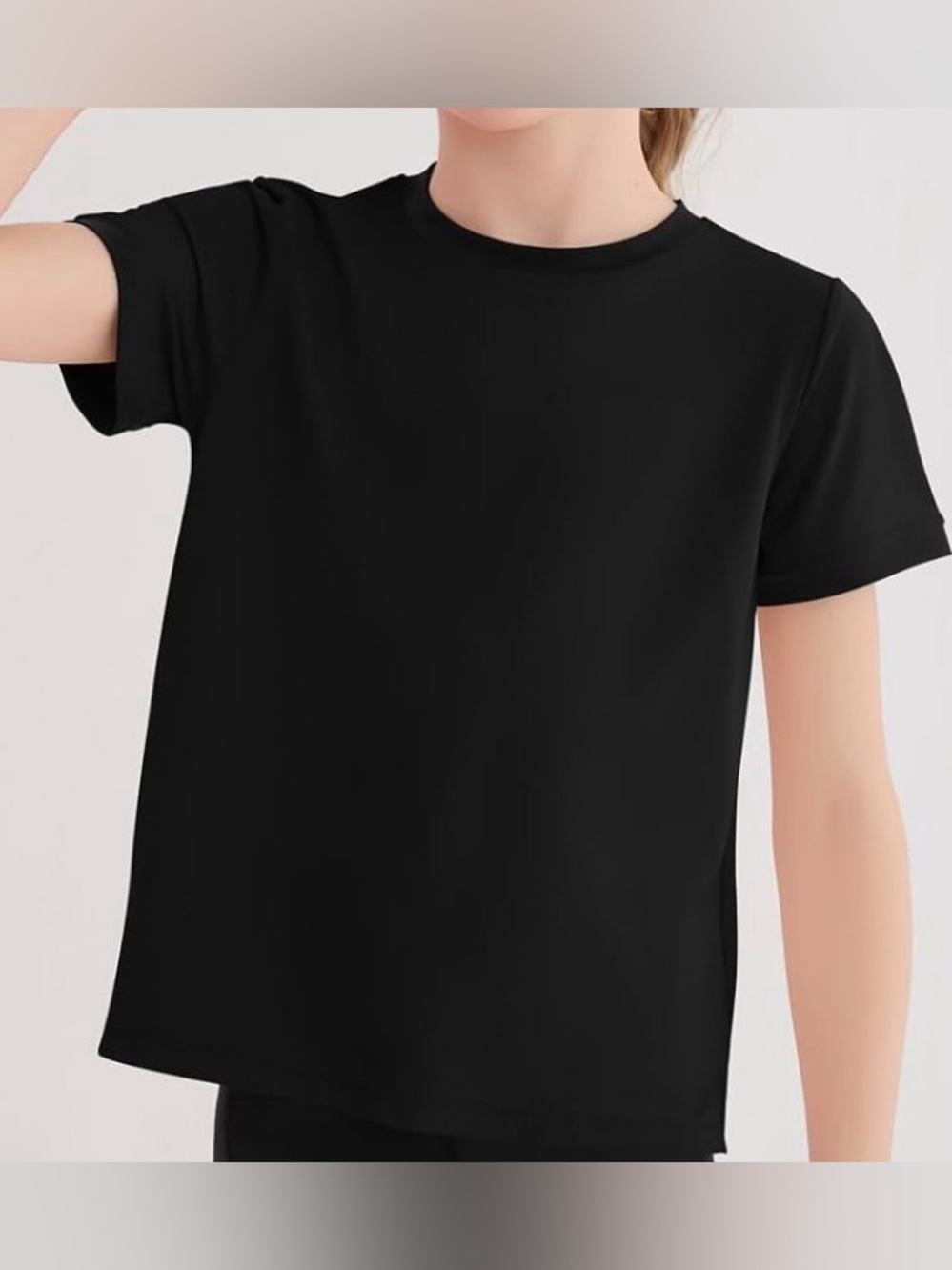Girls Black Short-Sleeve Crewneck Athletic Tee - NWT